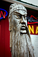 Wood carving outside of Chinese restaurant in Whittier...