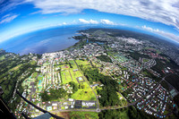 Fisheye view of Hilo from helicopter